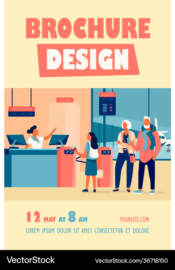 Group passengers standing in queue to counter vector image
