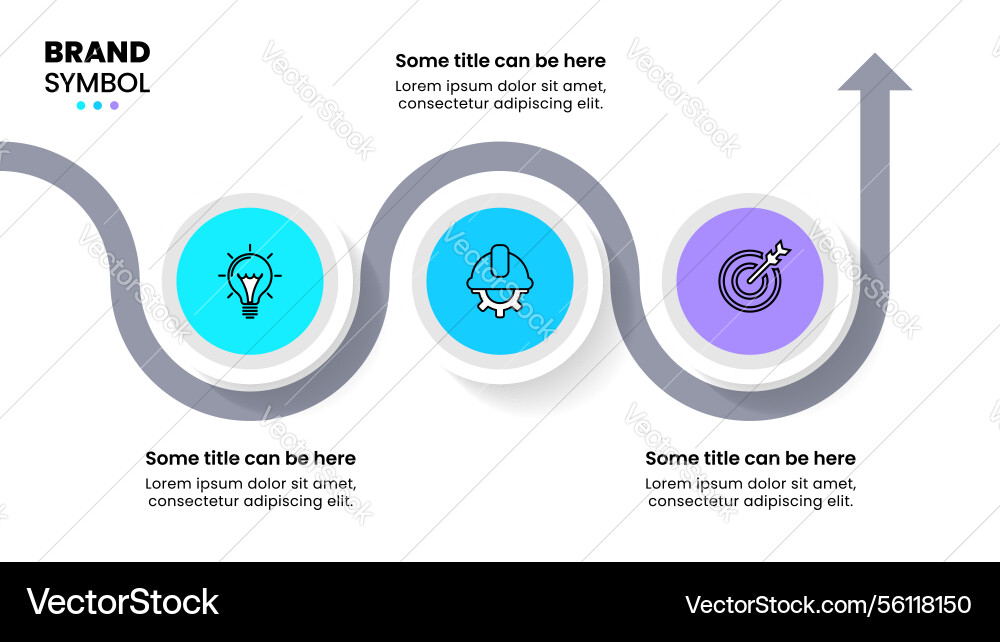 Infographic template 3 circles with line and arrow Infographic template 3 circles with line and arrow Vector Image