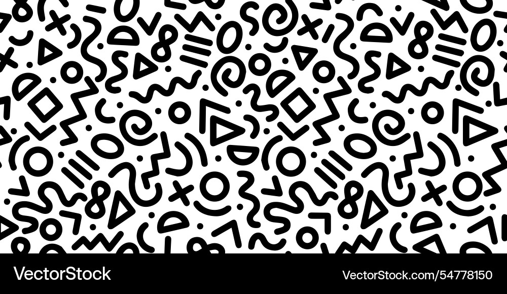 Memphis made from various shapes creating a patter Vector Image