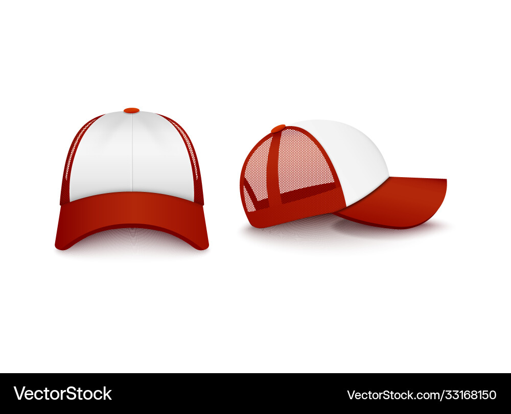 Red & White Snapback Baseball Cap Mockup Set Vector Image
