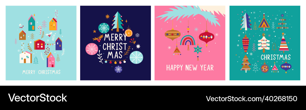 Set christmas greeting cards 2022 Set christmas greeting cards 2022 Vector Image