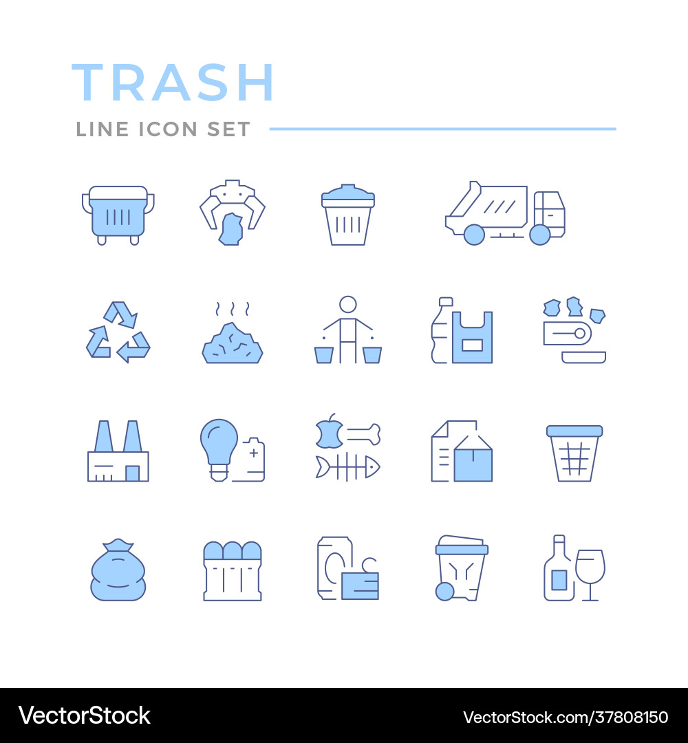 Set color line icons trash Set color line icons trash vector image