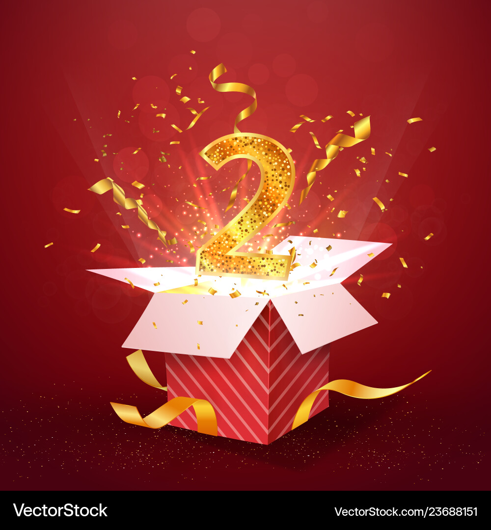 2nd Birthday Celebration - Gift Box Vector Image