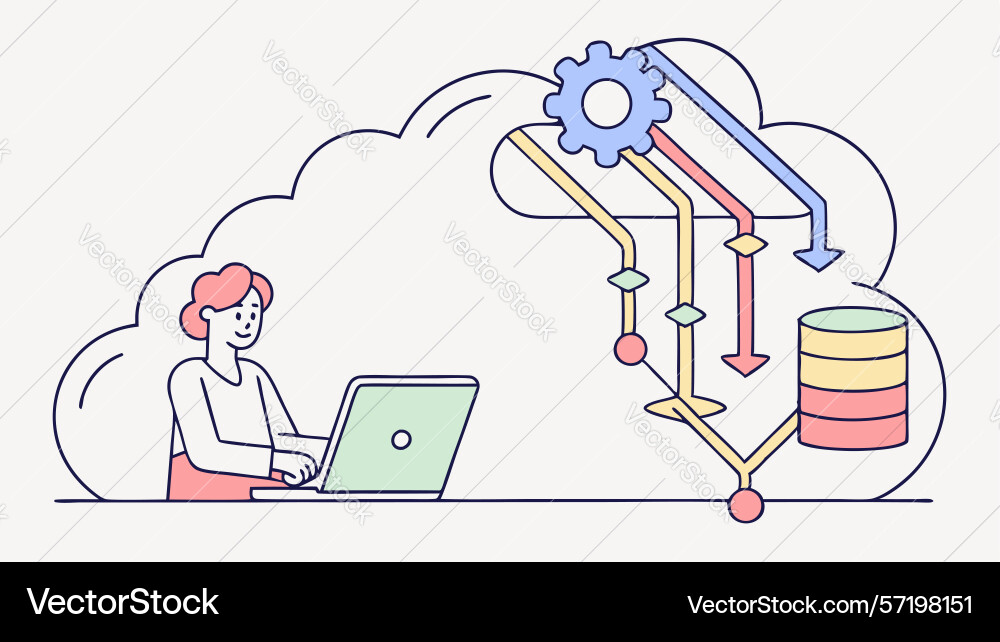 Cloud computing data storage concept design vector image