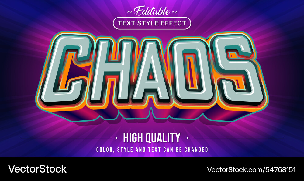 Editable text style effect - chaos vector image
