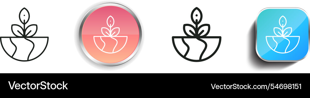 Green planet icon thin linear regular and button Green planet icon thin linear regular and button vector image