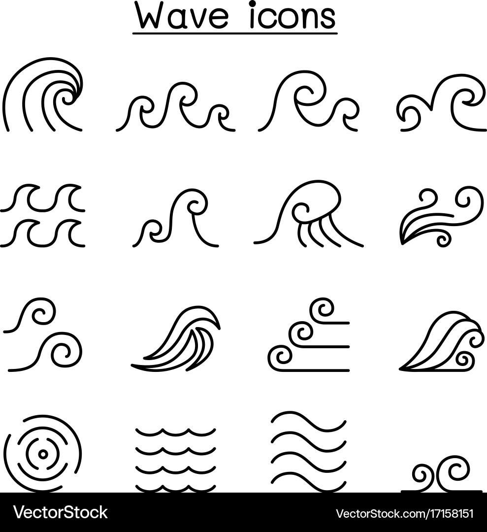 Minimal Wave Icon Set - Line Art vector image