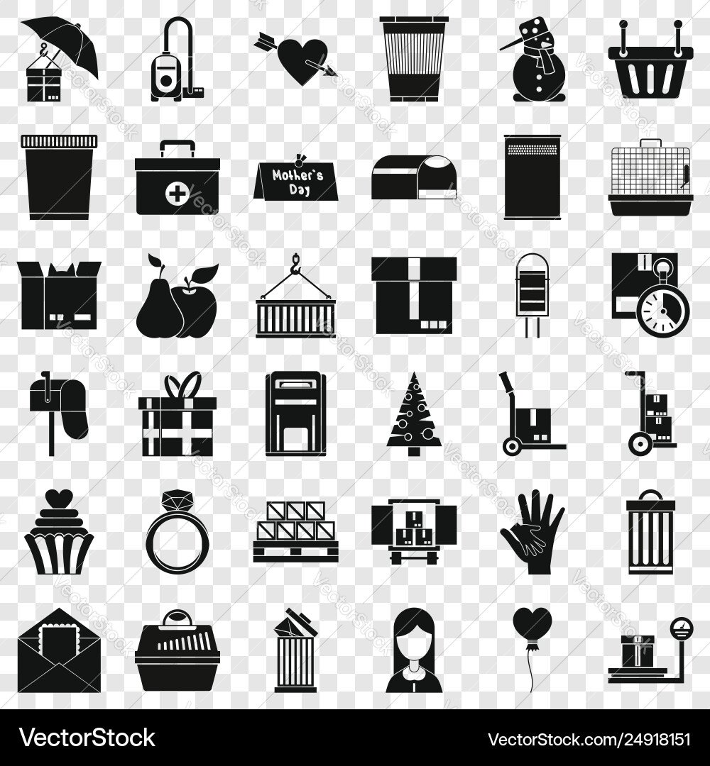 Paper box icons set simple style Vector Image