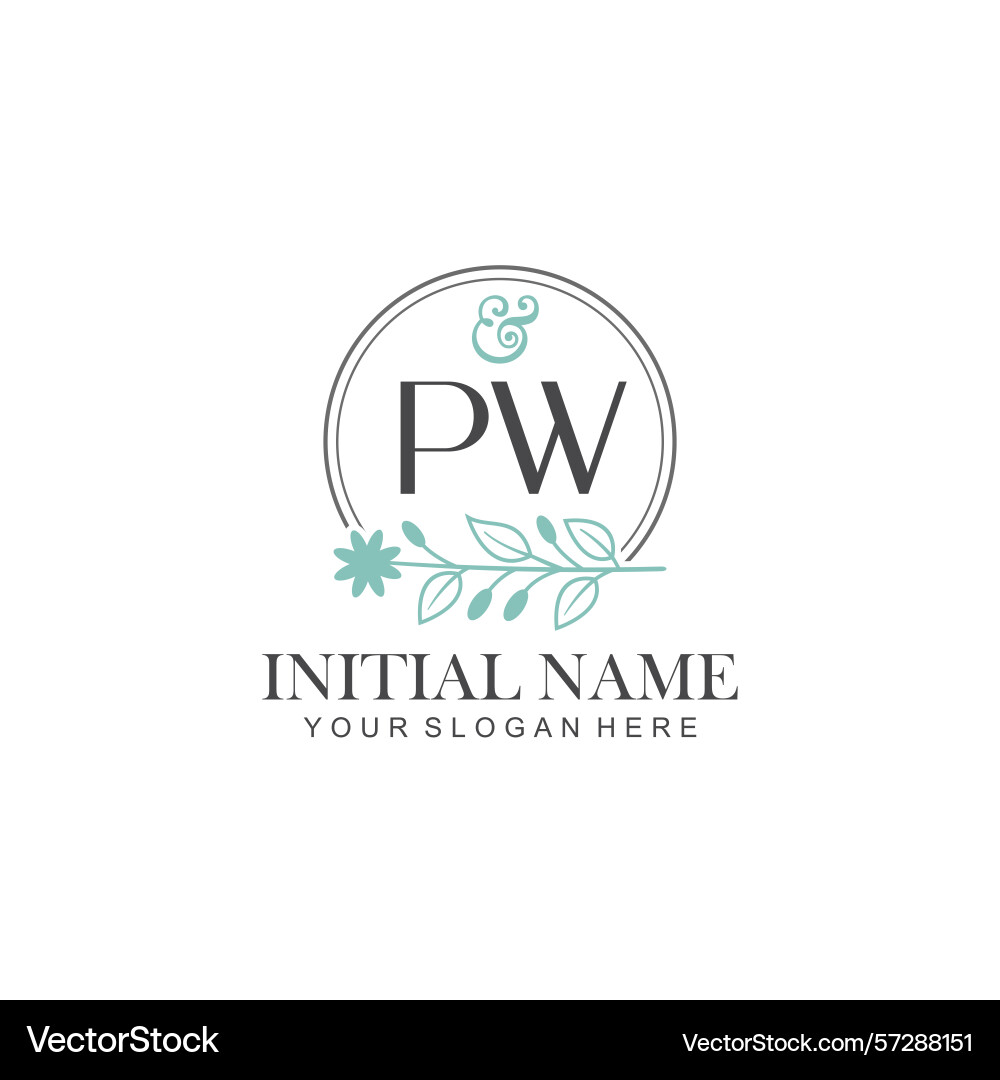 Pw initial logo templates with botanical elements Pw initial logo templates with botanical elements Vector Image