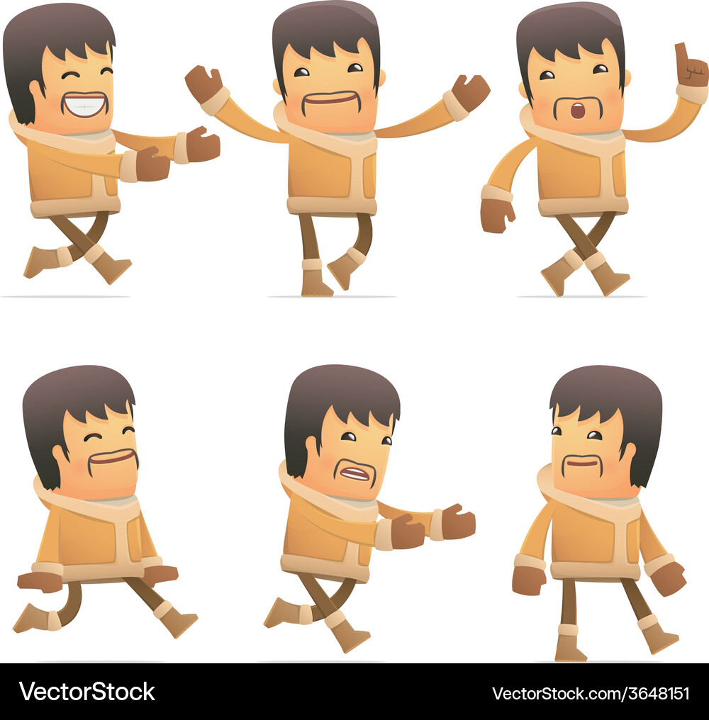 Set of eskimo character in different poses Vector Image