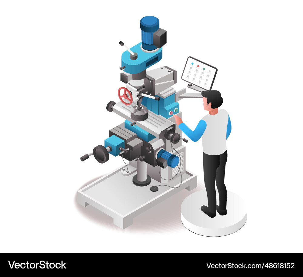 Automatic professional cnc machine operator Automatic professional cnc machine operator vector image