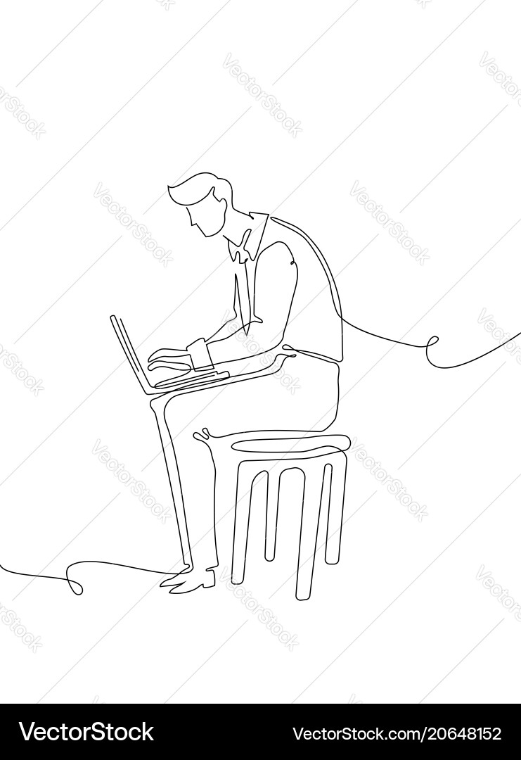 Businessman with a notebook - one continuous line Businessman with a notebook - one continuous line vector image