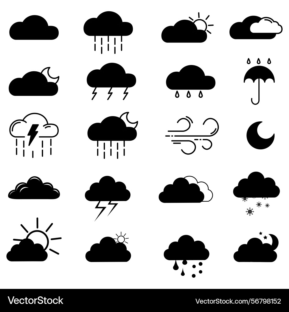Clouds icons set of in different form Vector Image