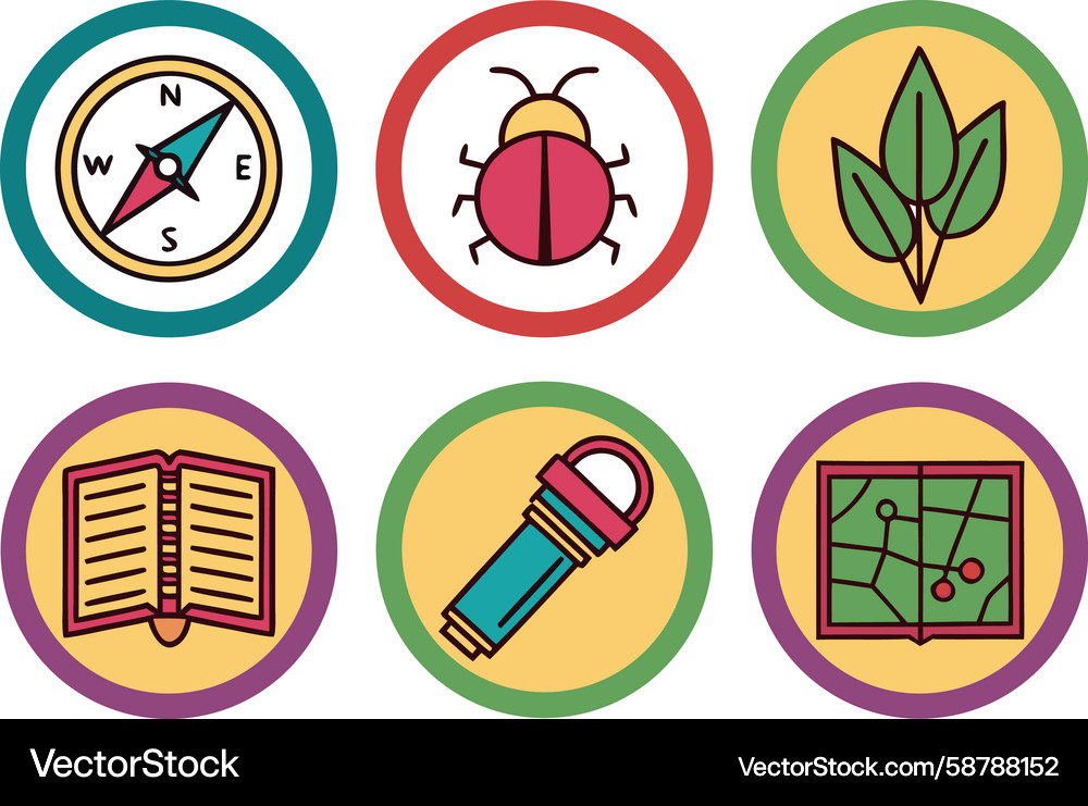 Design-a-6-icon-colorful-set-named-forest Vector Image
