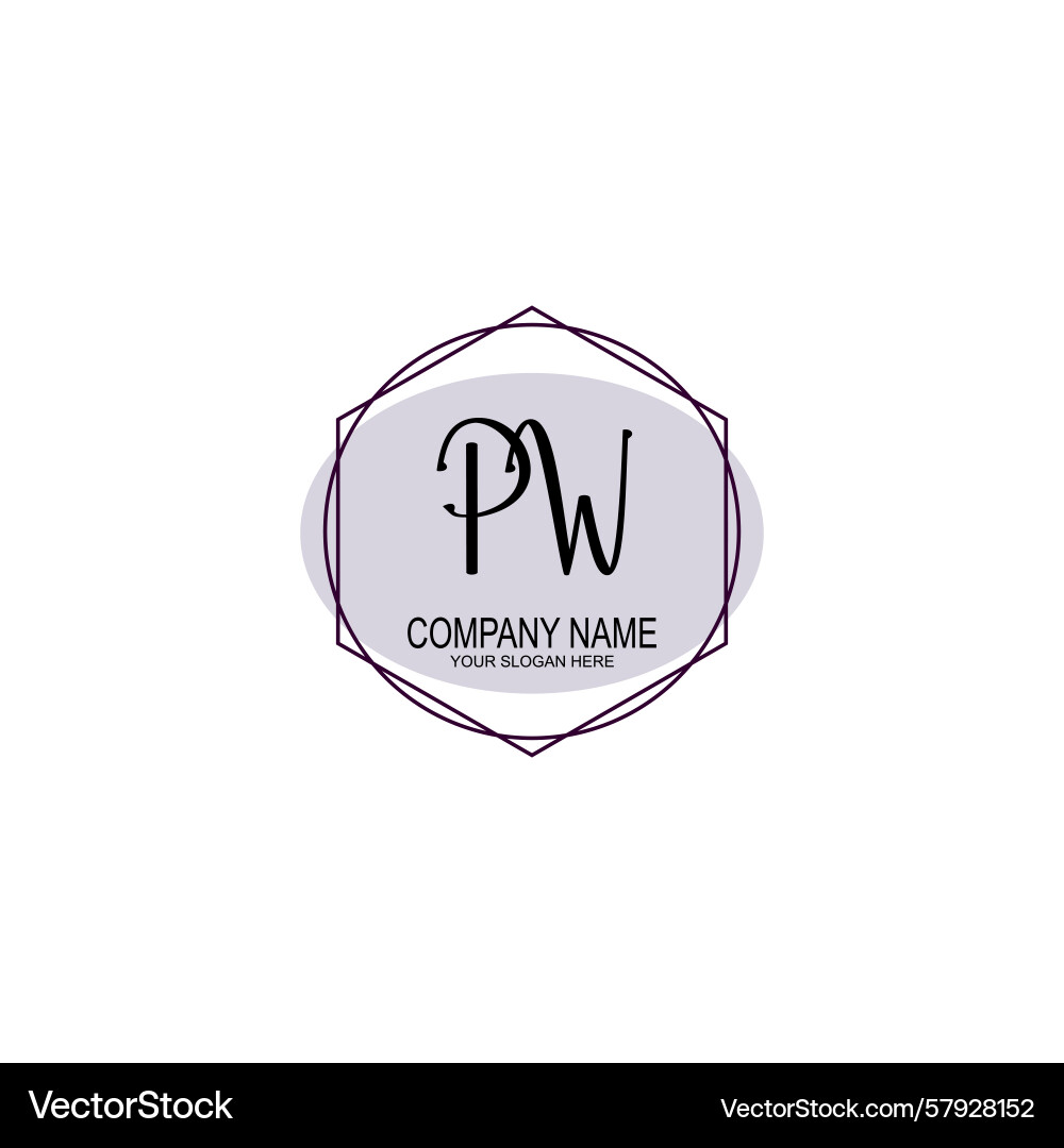 Handwriting logo concepts with initial pw Vector Image