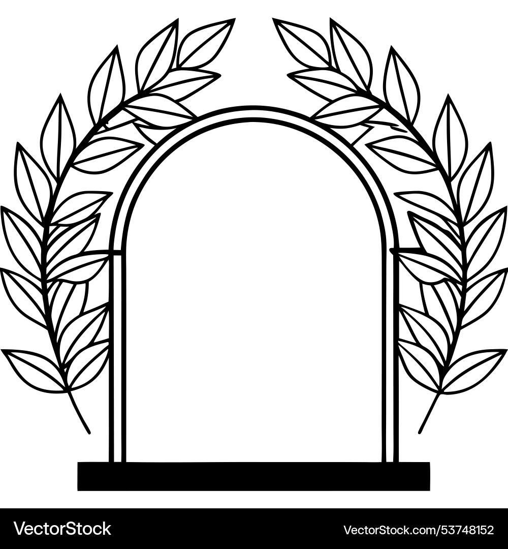 Rectangular arch frame of branches and leaves vector image