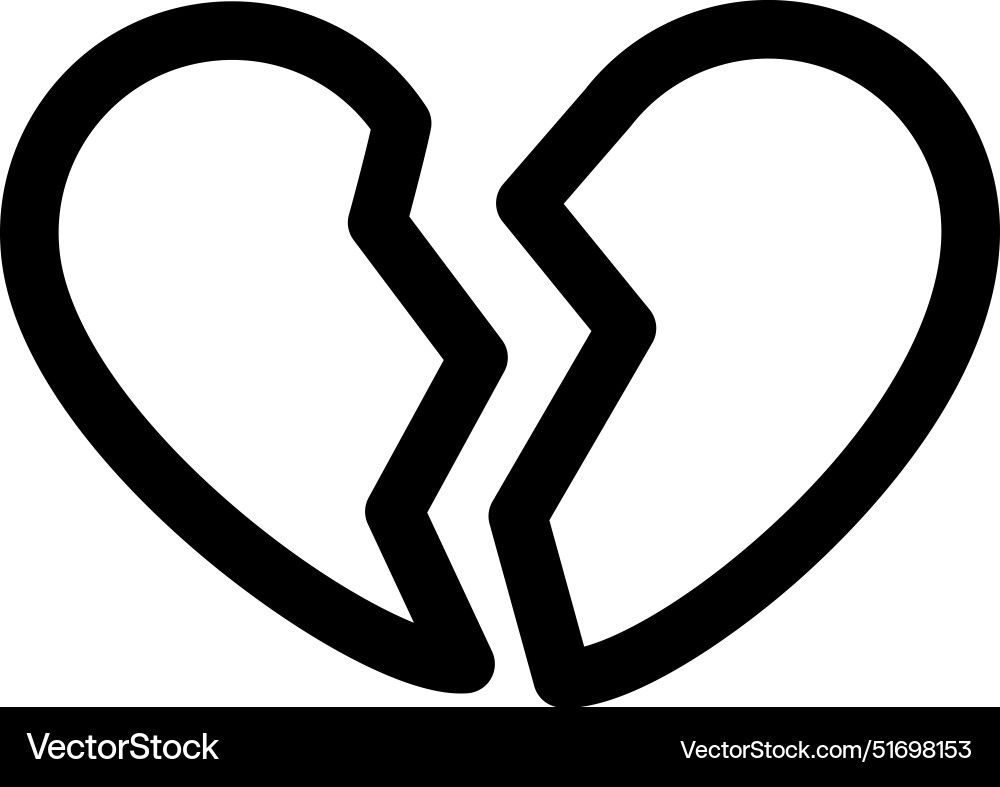 Broken heart icon thin linear style design Vector Image
