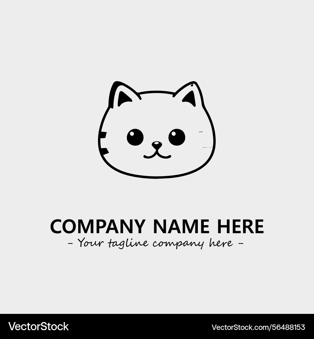 Cat character black and white for logo company Cat character black and white for logo company Vector Image