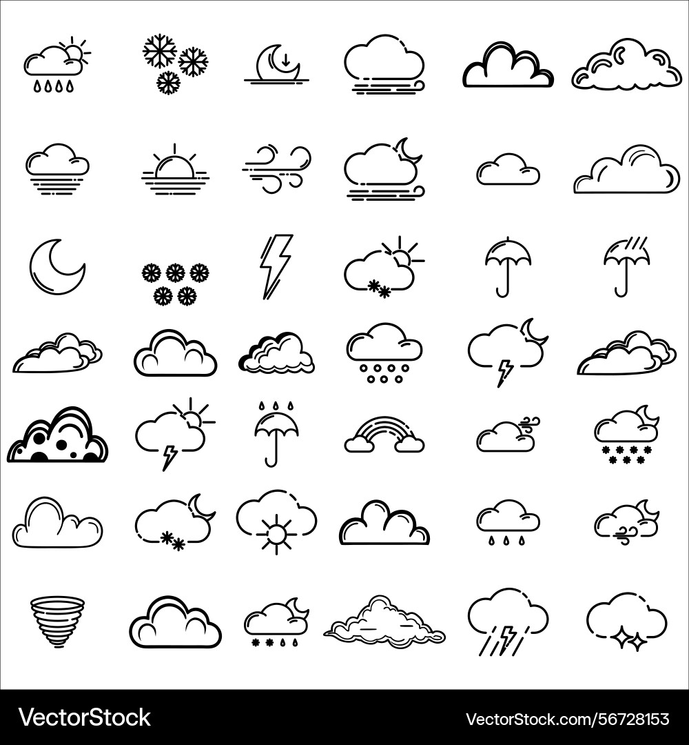 Clouds icons set of in different form Vector Image