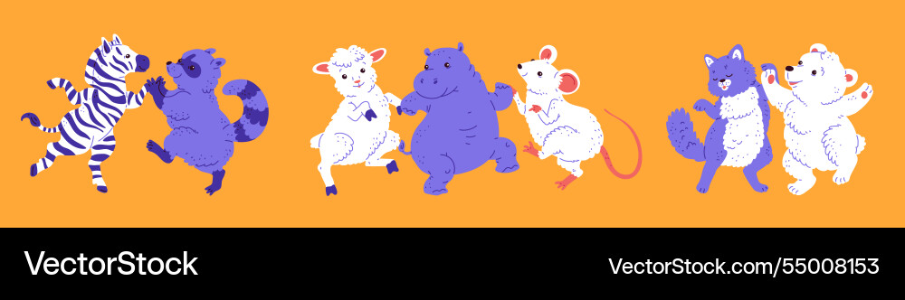 Cute animals dancing with each other Cute animals dancing with each other vector image