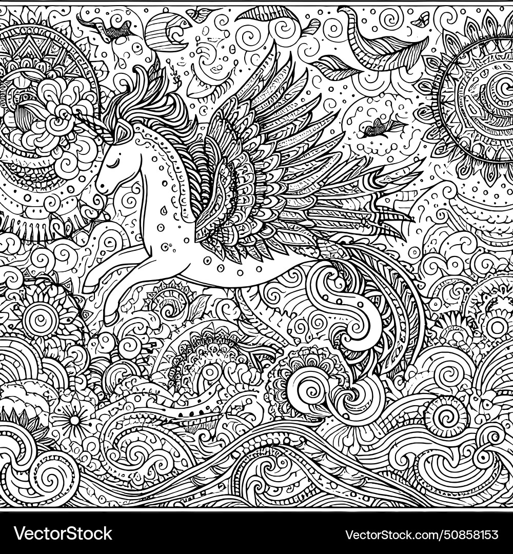 Floral pattern coloring page adults and children Floral pattern coloring page adults and children vector image