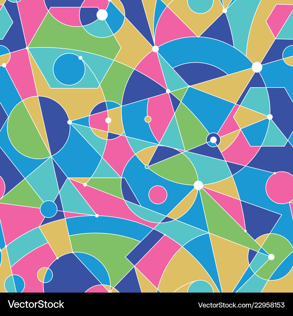 Grid seamless pattern with random geometric Grid seamless pattern with random geometric vector image
