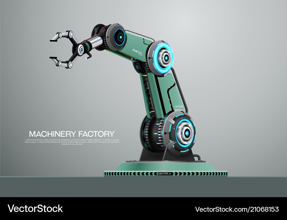 Machine robotic robot arm hand factory Machine robotic robot arm hand factory vector image