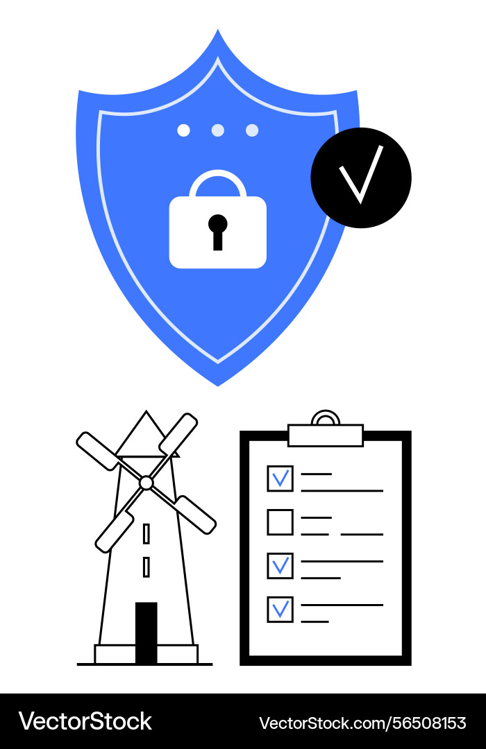 Secure data checklist with padlock shield Vector Image