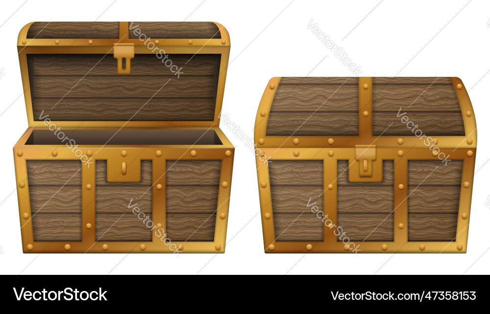 Treasure chest empty box open and closed Treasure chest empty box open and closed vector image