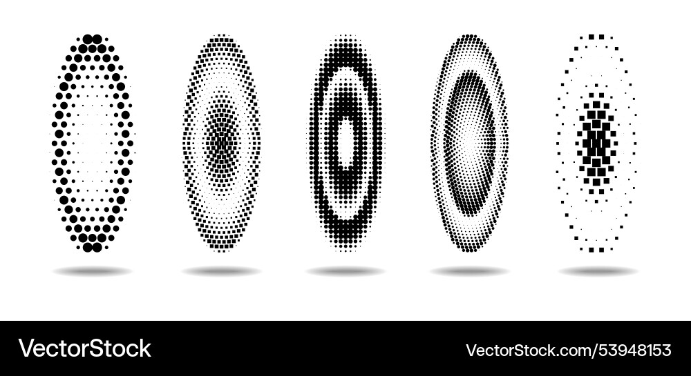 Variations of oval halftone patterns vector image