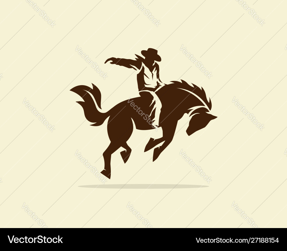 Cowboy riding wild horse Royalty Free Vector Image