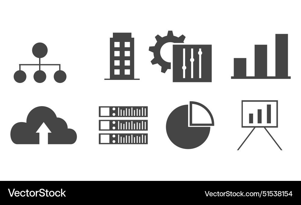 Data analytics icon set big analysis Vector Image