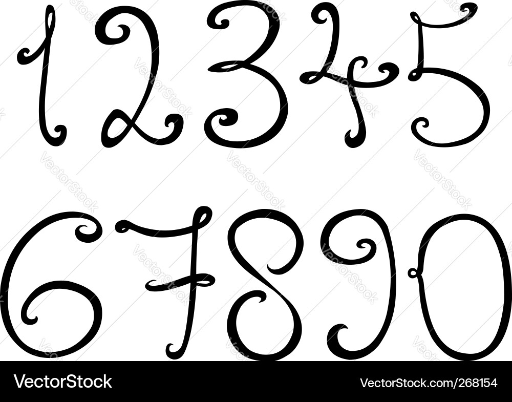 Elegant Swirled Numbers Vector Image