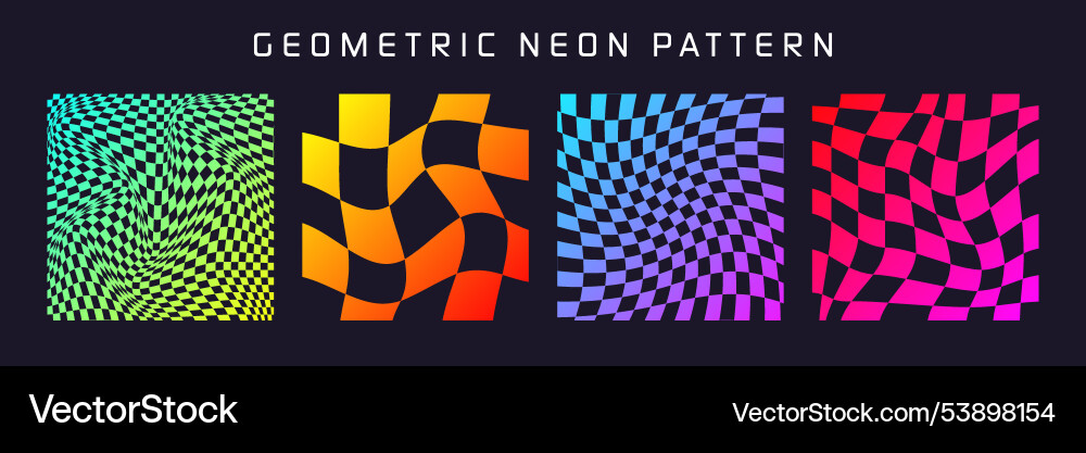 Groovy checkered pattern colorful distorted tiled Groovy checkered pattern colorful distorted tiled vector image