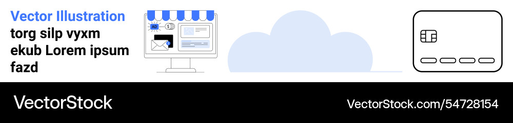 Online storefront on desktop cloud computing Online storefront on desktop cloud computing vector image