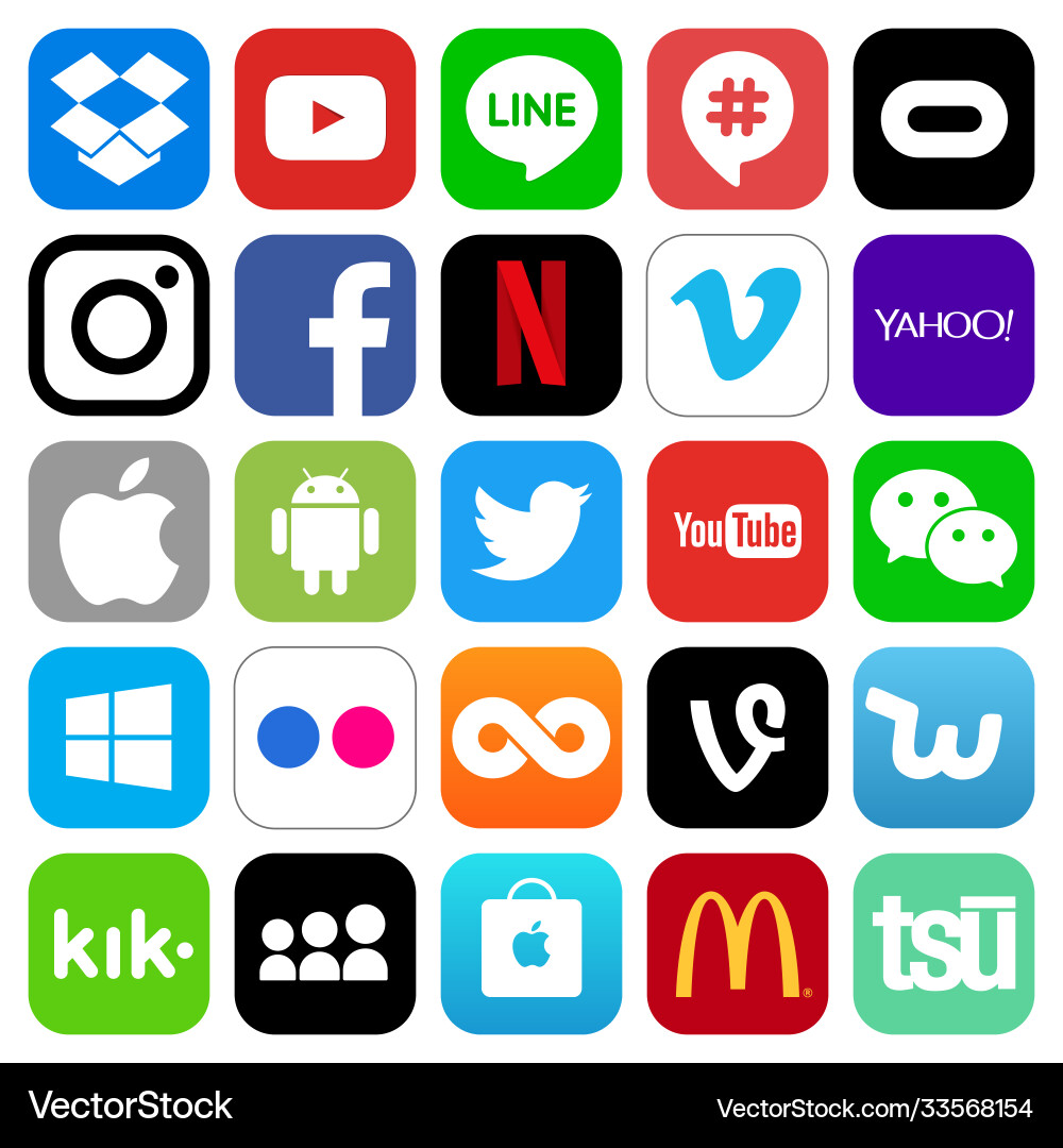 Popular Social Media Icons vector image