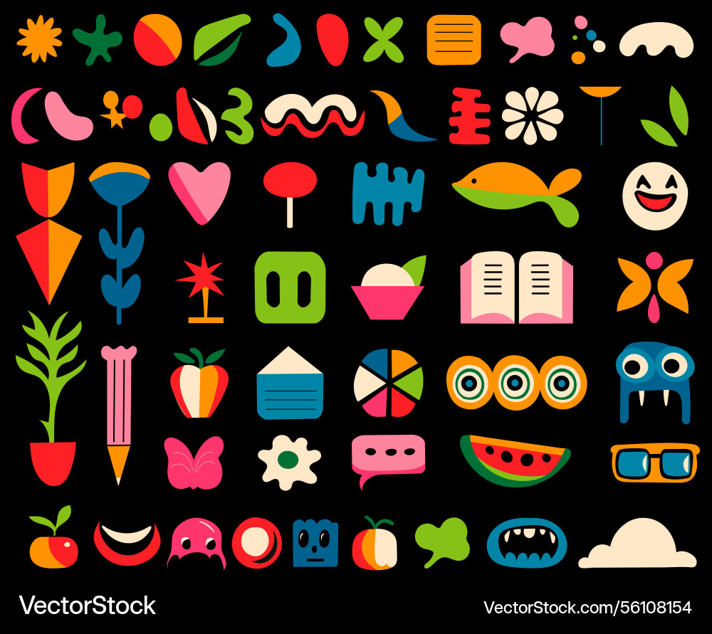 Set of simple elements in flat style Vector Image