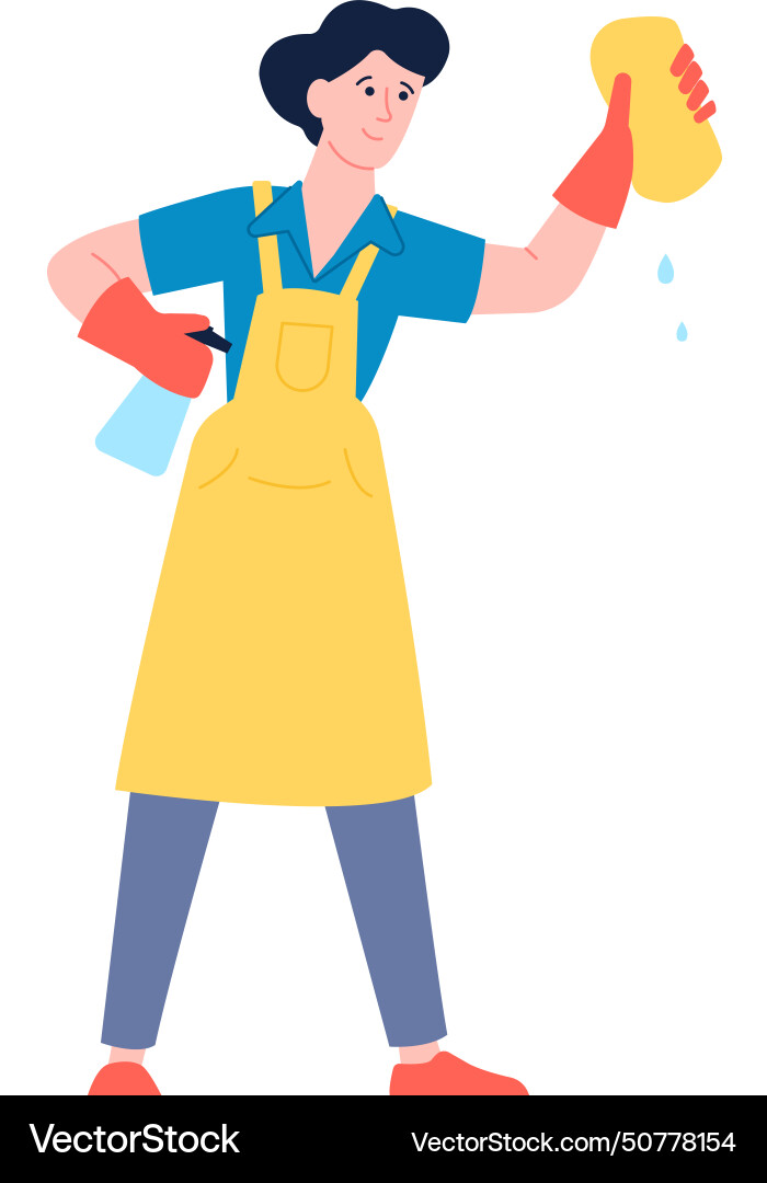 Smiling professional cleaning service worker Smiling professional cleaning service worker vector image