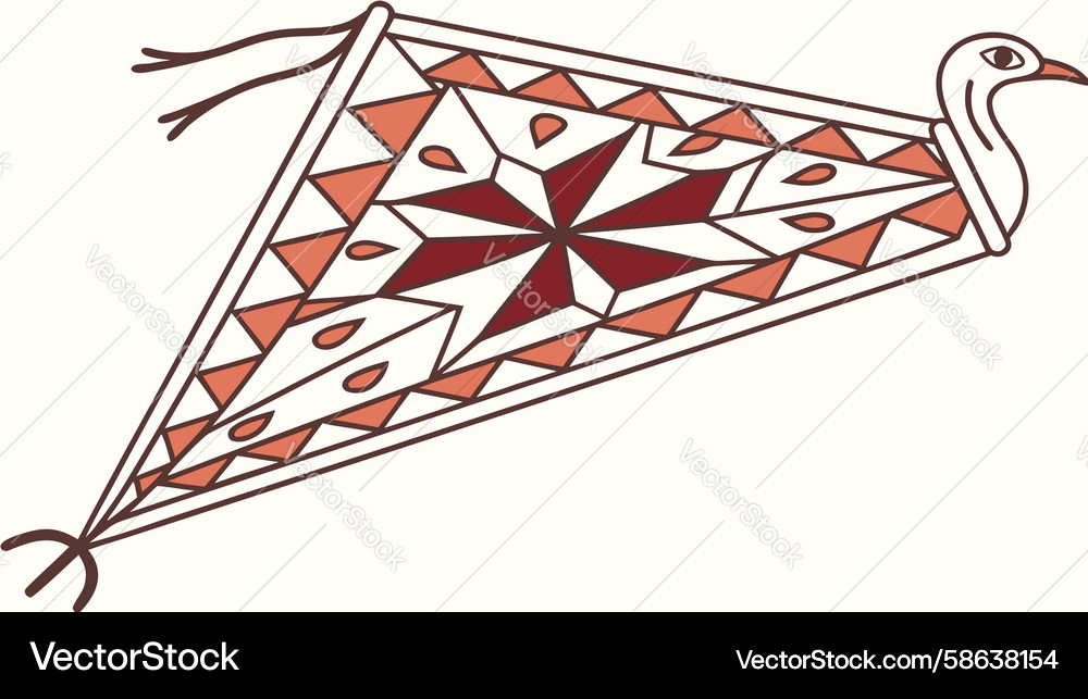 Triangular pennant with abstract bird motif art Vector Image