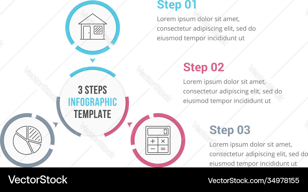 Circle Infographics - Three Element Workflow vector image