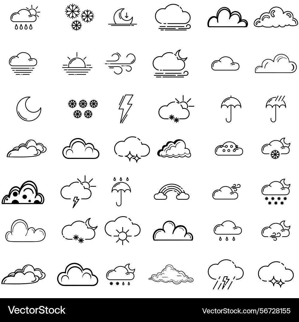 Clouds icons set of in different form Vector Image