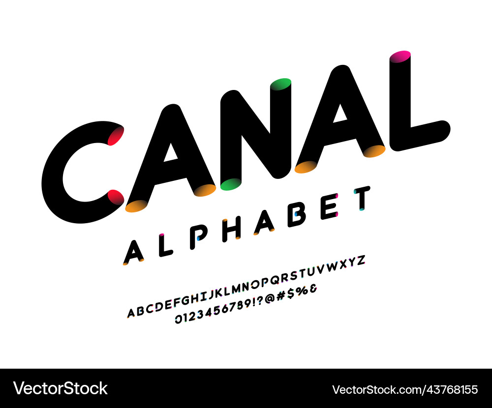 Colorful Tube Alphabet Font Vector Image