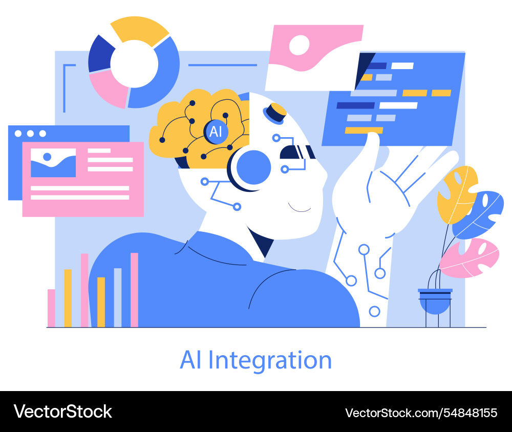 Development process automation flat Development process automation flat vector image