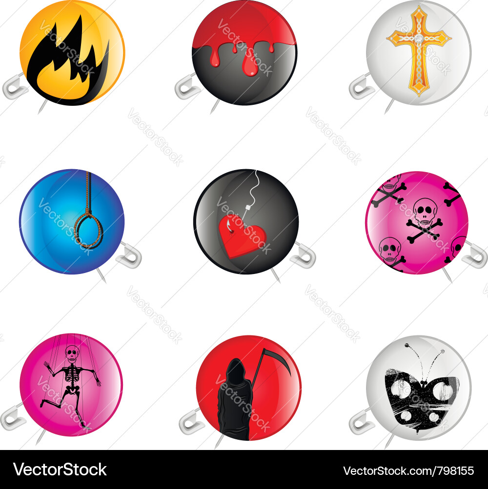Emo pins badges Vector Image