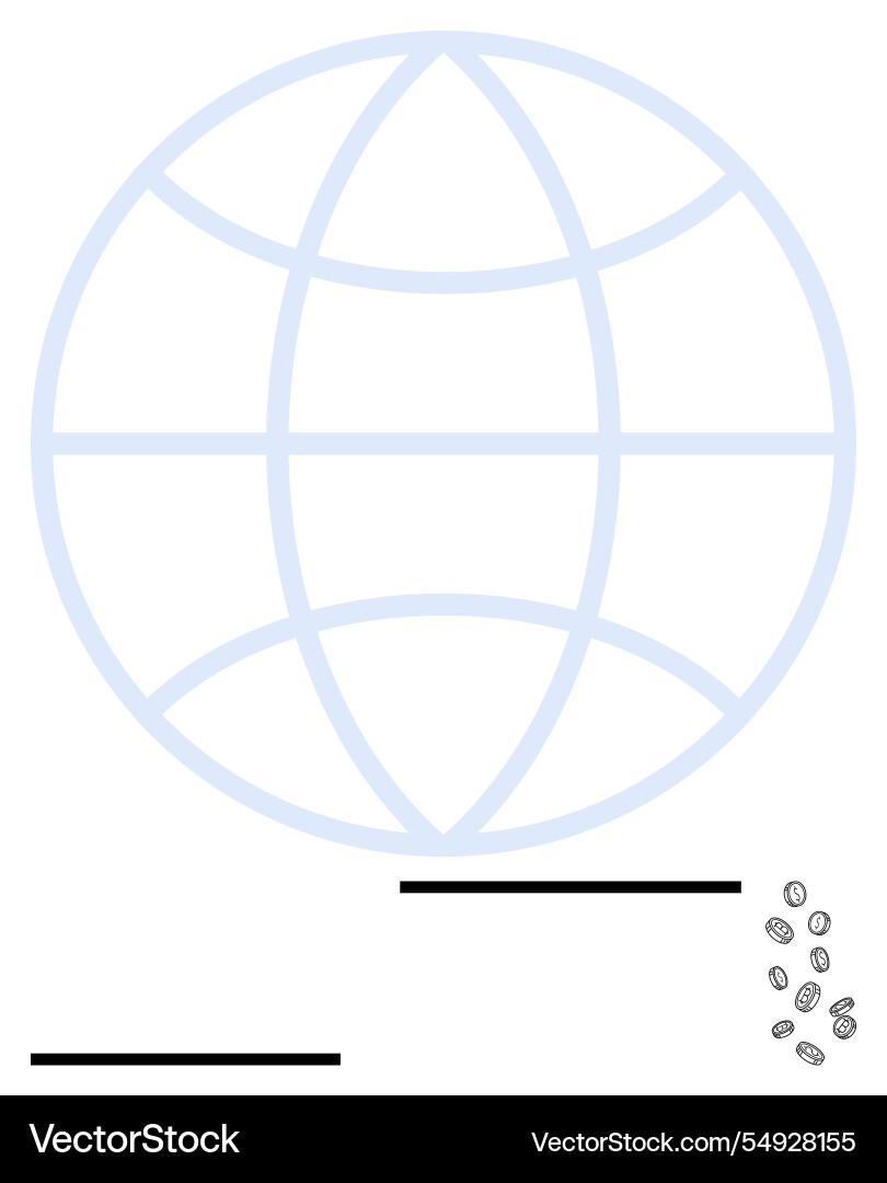 Globe with overlapping grid structure and falling Globe with overlapping grid structure and falling vector image