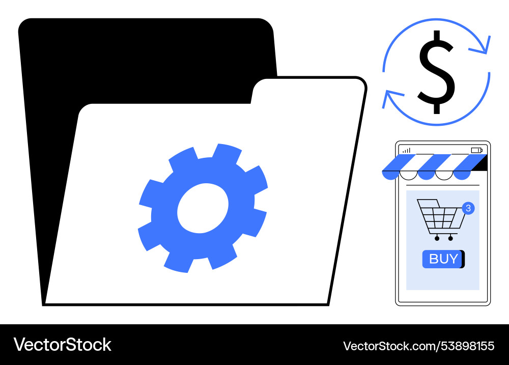 Modern e-commerce integration and file management Modern e-commerce integration and file management vector image