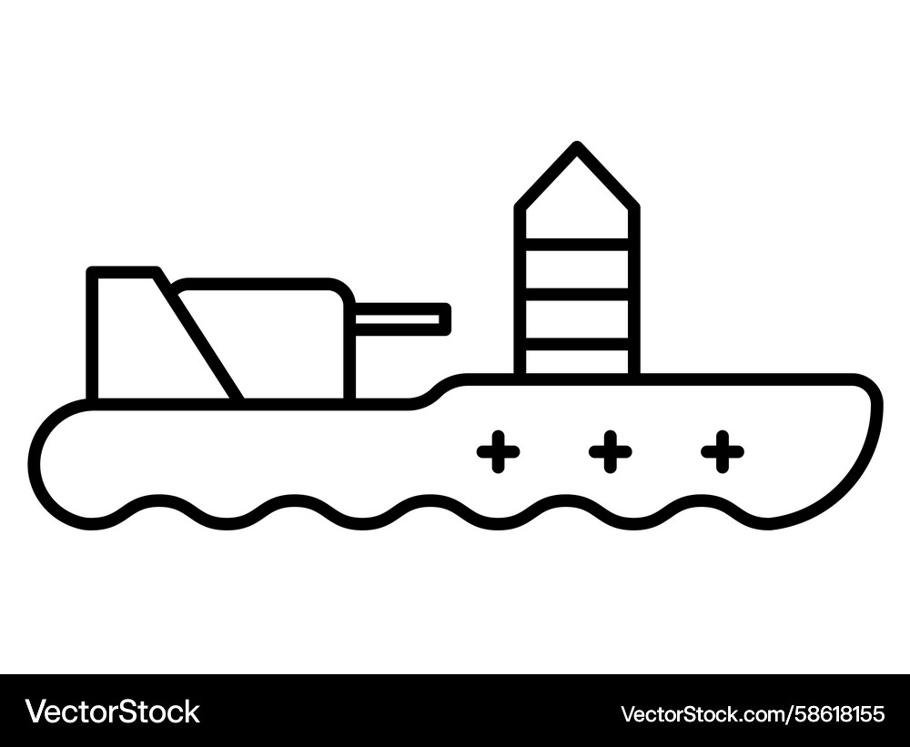Outline of a tugboat with simple design elements Outline of a tugboat with simple design elements Vector Image