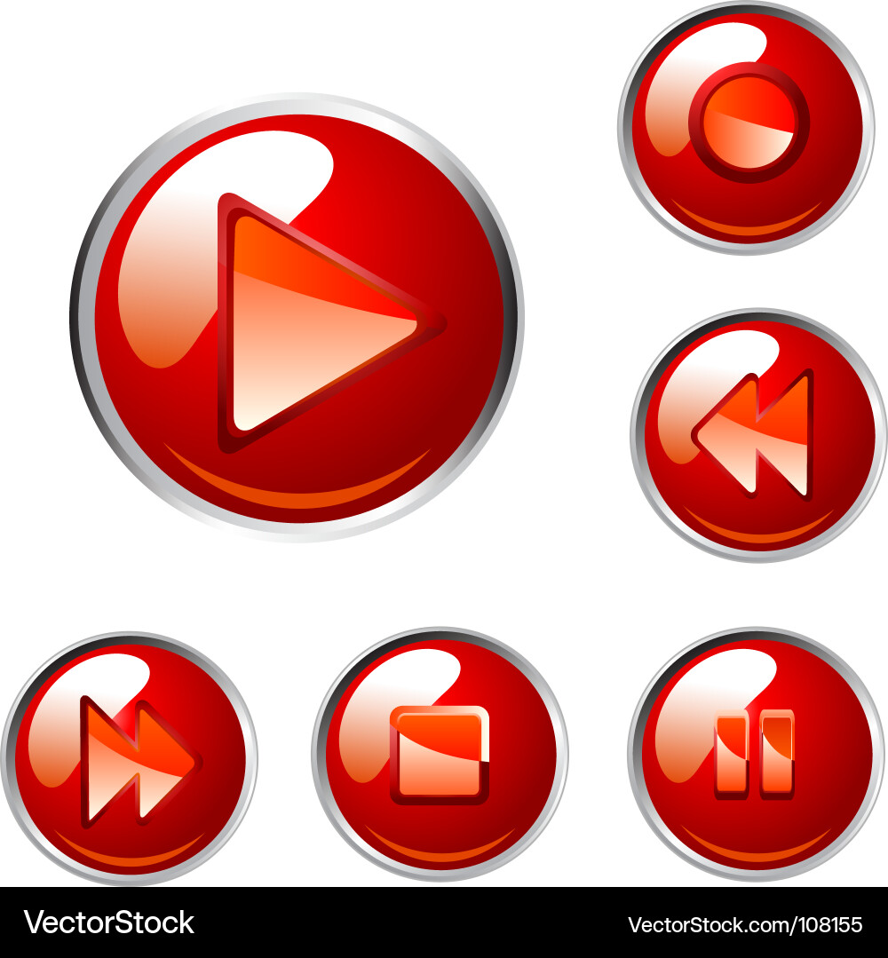 Red Player Buttons vector image