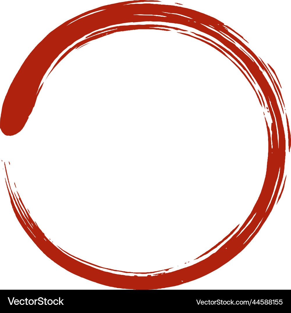 Red zen blood enso circle art brush icon vector image