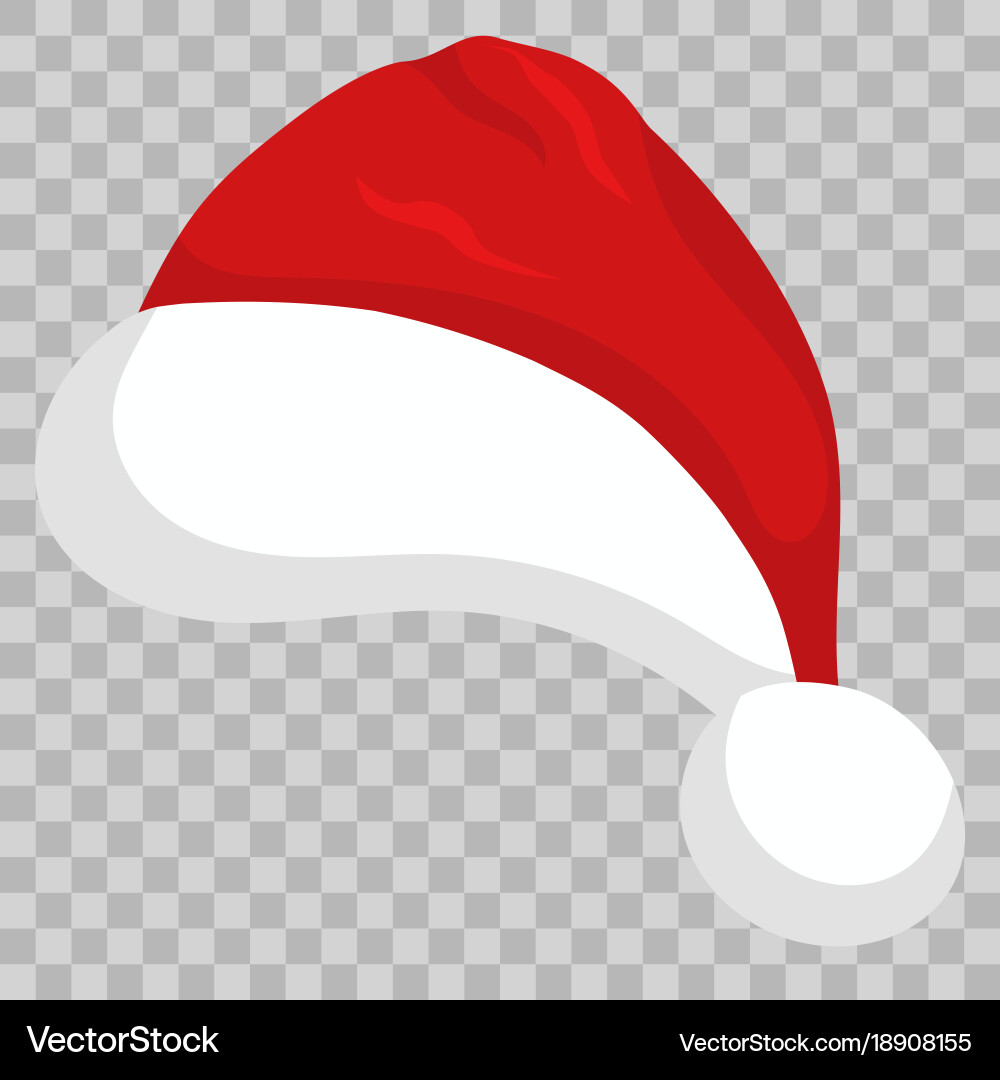 Santa hat on transparent background Royalty Free Vector